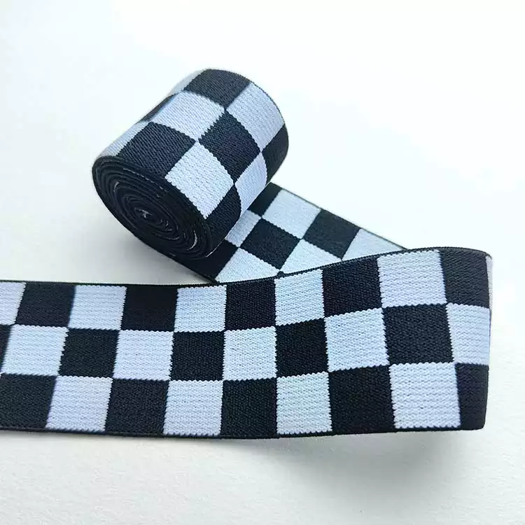 GEB187 Stock Elastic Tape, Hair Elastic Band, Check Elastic Tape; Men