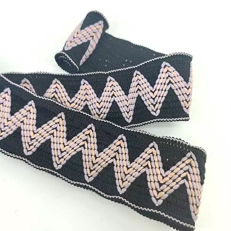 GEB169 Jacquard Webbing Strap, Elastic Sewing Webbing, Two Tone Jacquard Elastic Band; Hats, Garments