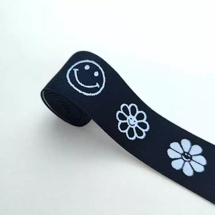 GEB183 Jacquard Elastic Webbing, Black Elastic Tape, Elastic Band; Clothes