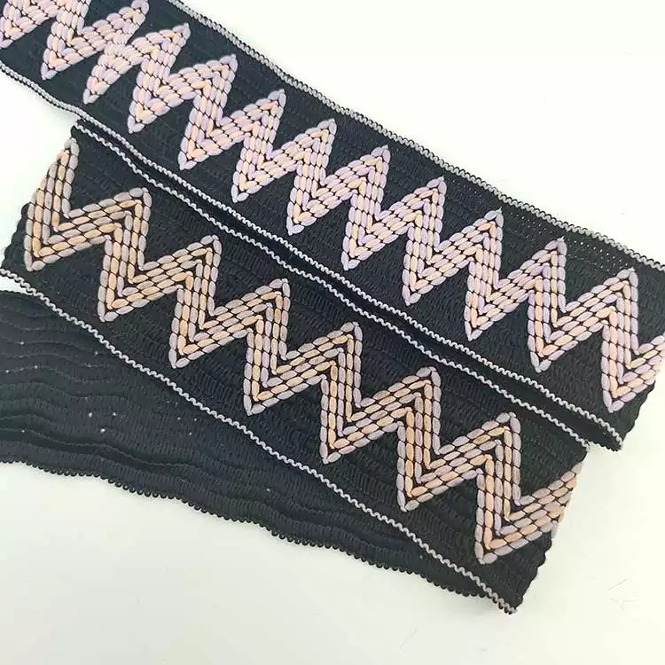 GEB169 Jacquard Webbing Strap, Elastic Sewing Webbing, Two Tone Jacquard Elastic Band; Hats, Garments