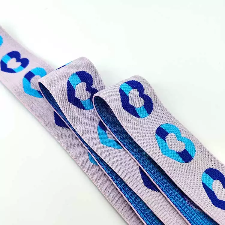 GEB191 Cute Heart Elastic Band, Jacquard Elastic Band, Yarn-Dyed Jacquard Elastic Webbing; Hats, Garments