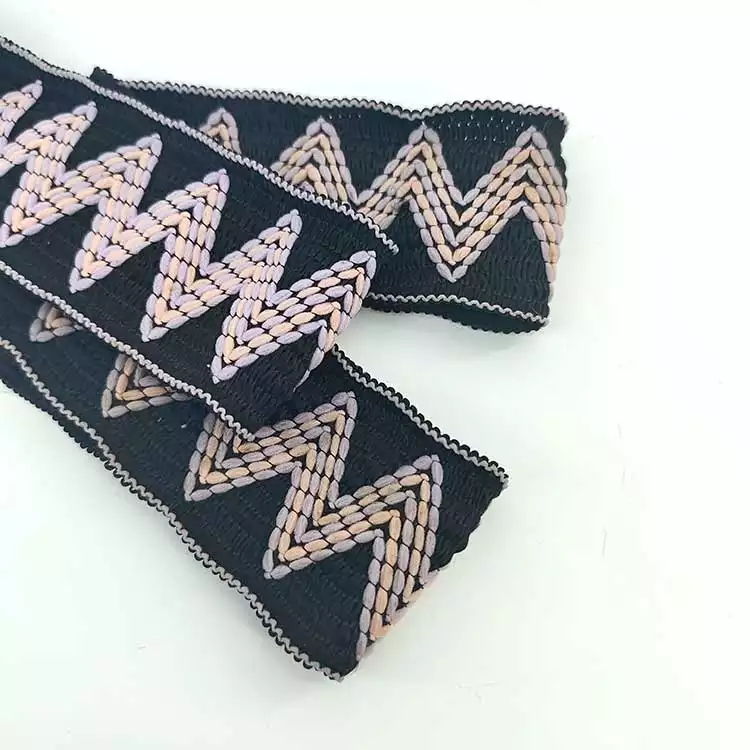 GEB169 Jacquard Webbing Strap, Elastic Sewing Webbing, Two Tone Jacquard Elastic Band; Hats, Garments