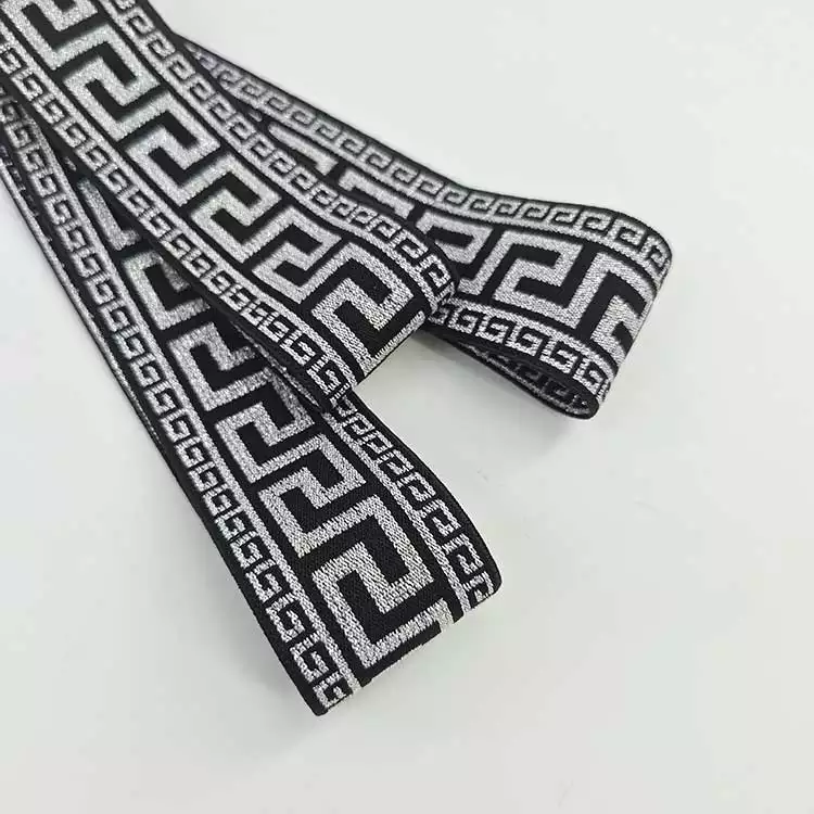 GEB084 Black Elastic Web Band, Jacquard Elastic Band, Elastic Webbing; Clothes