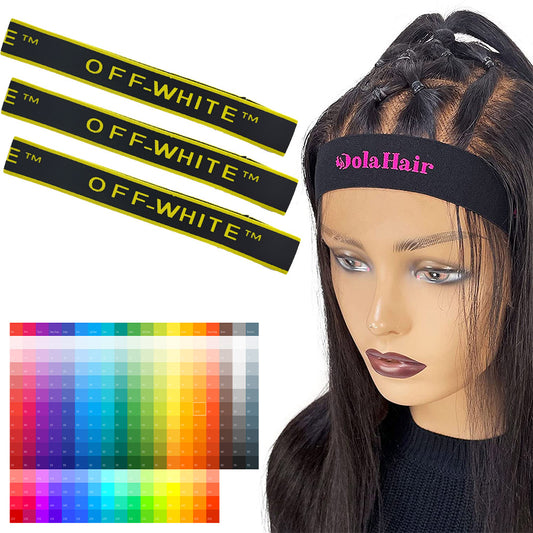 wholesale free sample manufacturer custom slayer band printed logo silk elastic hair bands for wigs