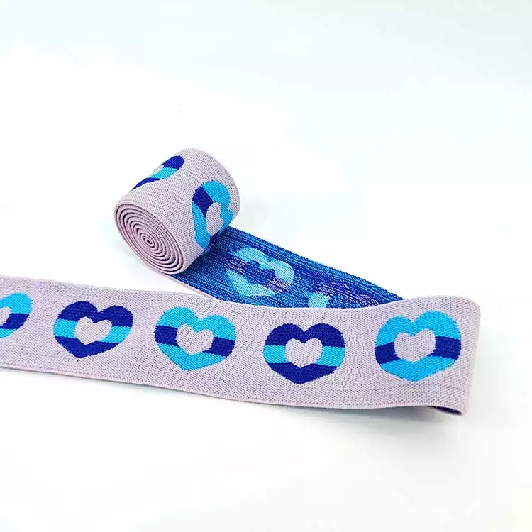 GEB191 Cute Heart Elastic Band, Jacquard Elastic Band, Yarn-Dyed Jacquard Elastic Webbing; Hats, Garments