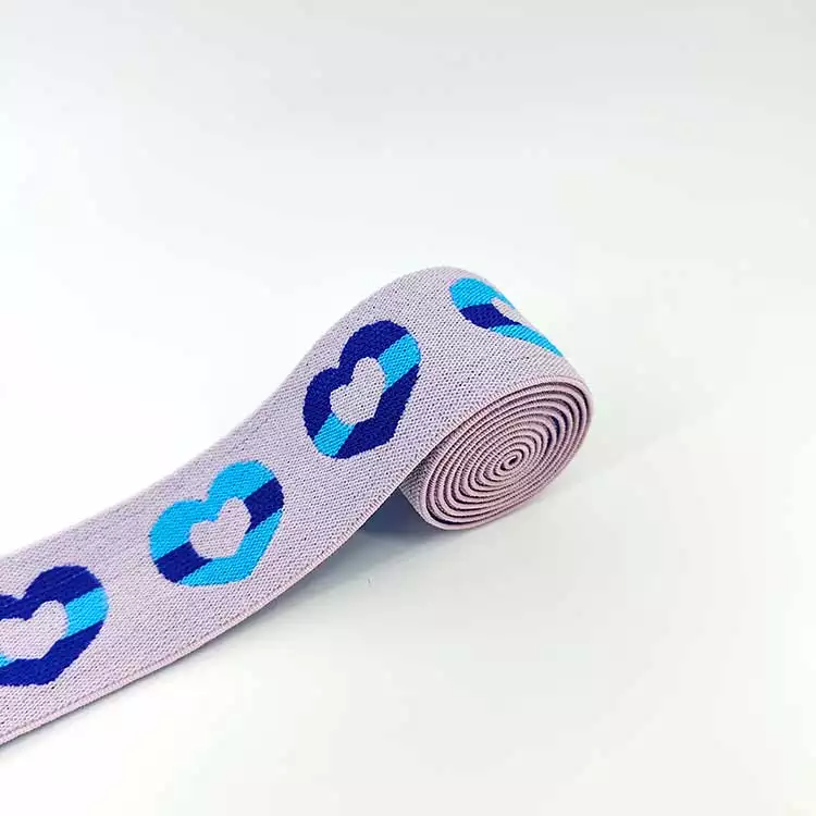 GEB191 Cute Heart Elastic Band, Jacquard Elastic Band, Yarn-Dyed Jacquard Elastic Webbing; Hats, Garments