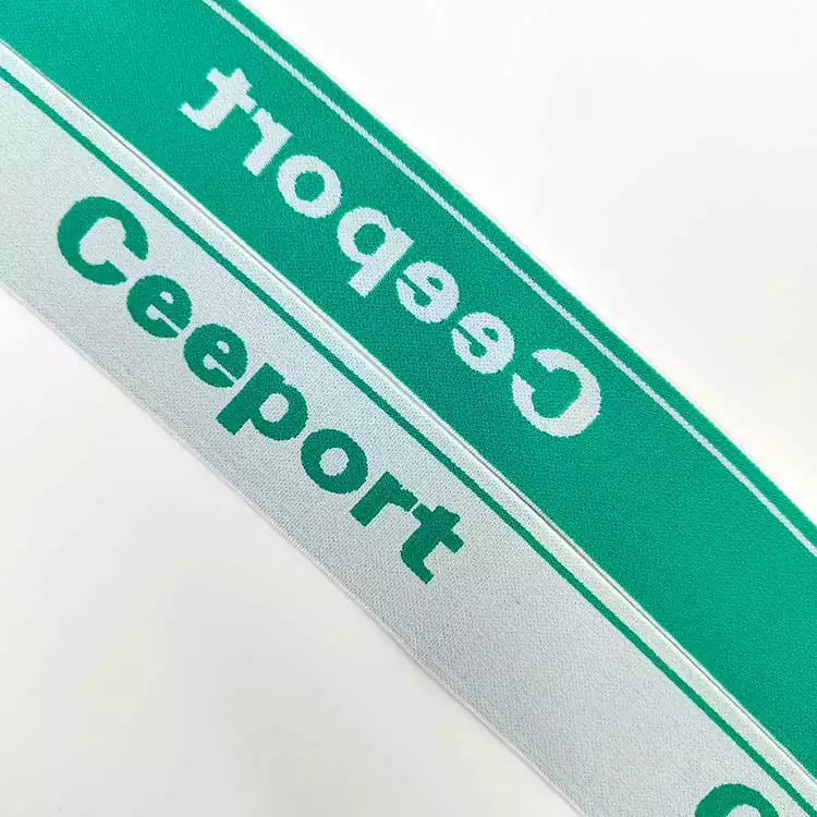 GEB233 Mint Color Elastic Band, Jacquard Elastic Band, Elastic Band With Stripe And Letters; Hats, Garments