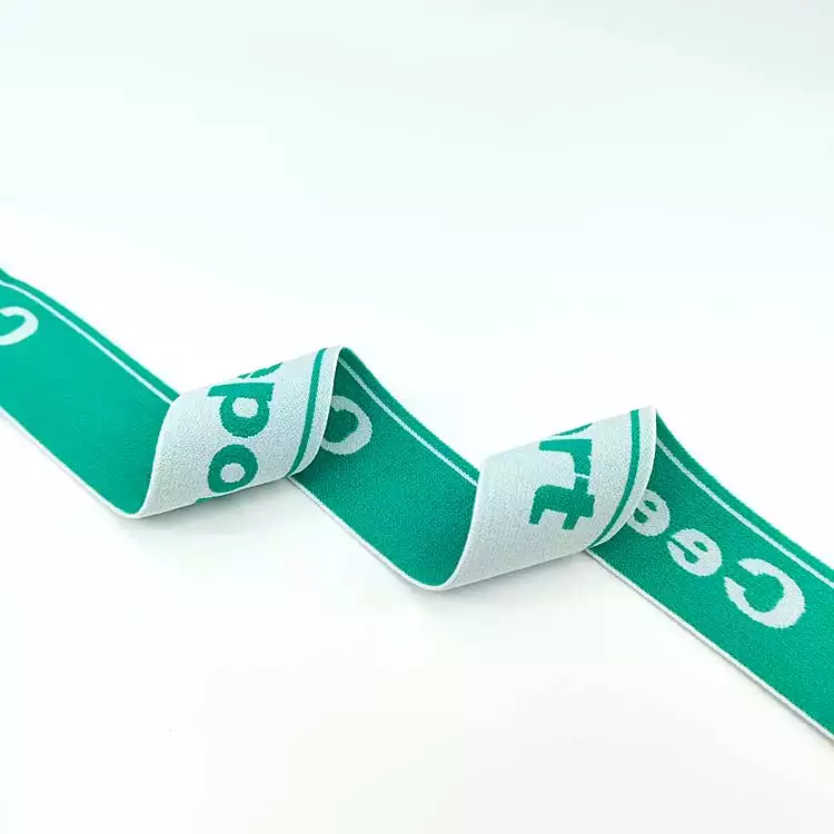 GEB233 Mint Color Elastic Band, Jacquard Elastic Band, Elastic Band With Stripe And Letters; Hats, Garments